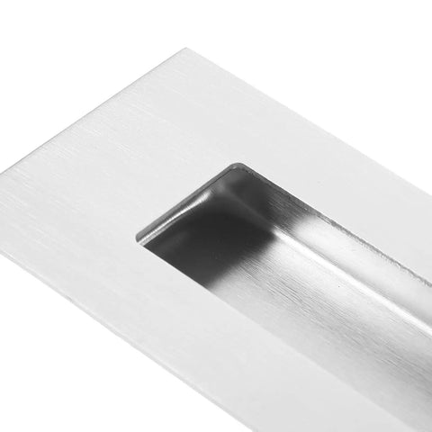 Close-up view of 4 Piece Stainless Steel Hidden Door Handles For Sliding Barn Doors And Closets Recessed Invisible Pulls Sleek Modern Hardware