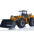 Powerful 1 To 14 Scale RC Wheel Loader With 2 Point 4G Remote, electric lifting system, alloy cab, realistic LED lights and sound.