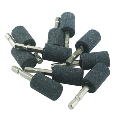 10 Piece 20 mm Cylindrical Mounted Grinding Stones With One Quarter Inch Hex Shank Aluminum Oxide For Drill And Rotary Tool Pro Grade Durable Sharpening And Polishing Bits For Metal Wood Plastic Projects.