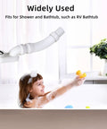 Flexible Freestanding Tub Drain Kit Featuring Slick Low Profile Flat P Trap for Bathtubs and Showers with retractable hose.