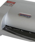 Close-up of Thermal Pouch Laminator With 13 Inch Wide Lamination, Easy To Use For Pro Results, showing control panel and slots.
