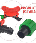 Close-up of 10 Pack Drip Irrigation Switch Valves Kit For 16 To 17 mm Drip Tape Tubing Universal Quick Connect Couplings