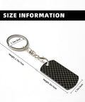 Top Shelf Gold Plated Aluminum Keychain Featuring Fresh Ribbon Grid Design Compact Rectangle Shape Rustproof, showing size details.