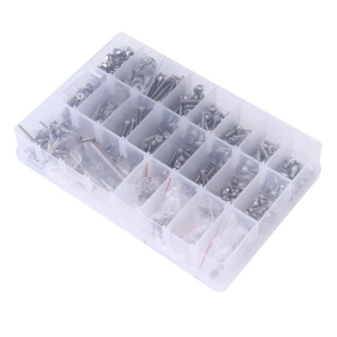 Must-Have M2 M3 M4 Stainless Steel Screw Nut And Washer Kit 1080 Piece Set in organizer with compartments for easy access.