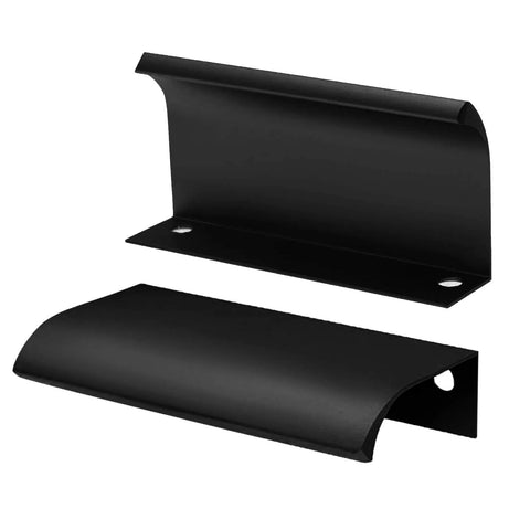 Back Mount Finger Edge Pull 80mm Black Aluminum Alloy Hidden Concealed Tab Handle for Doors Drawers Cabinets 12 Pieces