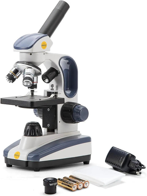 Starter Compound Monocular Microscope With 40X To 1000X Magnification Dual Illumination Fine Focus And 25X Wide Field Eyepiece Cordless Operation