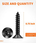 Top Shelf One Hundred Pack Six By Three Quarter Inch Flat Head Torx Star Drive Wood Screws Premium 18 8 Stainless Steel Black Coated Heavy Duty Fasteners Go To Hardware, 0.75 inch