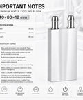 Premium Aluminum Water Cooling Block M Type Channel Liquid Heatsink For PC CPU 2 Pack detailed specs view 40x80x12 mm.