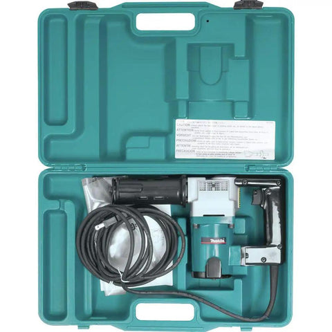 Heavy Duty 4.5 Amp Power Scraper With 0-3200 BPM in teal carrying case, showing components and cord arrangement.