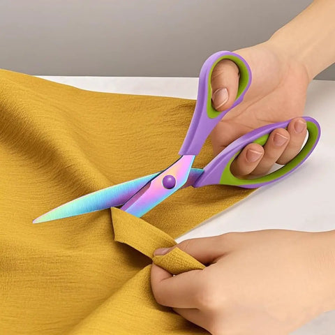 All Purpose Heavy Duty Scissors Three Pack With 5.5 Inch 8.3 Inch And 9.5 Inch Blades Premium Stainless Steel Sharp Blades Ergonomic Non Slip Grips Ideal For Paper Fabric And Arts And Crafts Left Hand Friendly cutting fabric