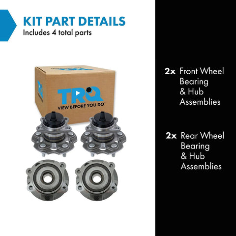 4 Piece Front And Rear Wheel Bearing And Hub Assembly Set For 2012 2017 Toyota Prius V Direct Fit Replaces Worn Hubs And Bearings