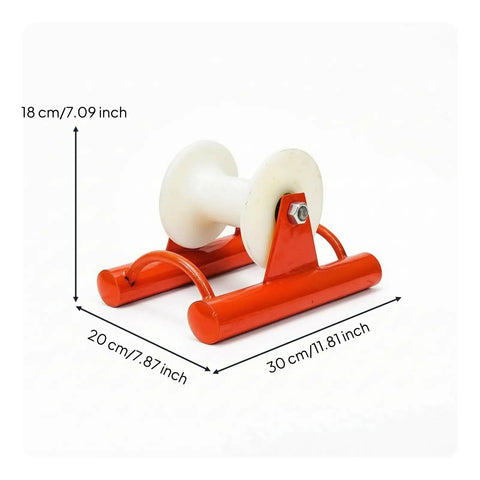 Heavy Duty Cable Guide Wheel For Straight Run Wiring Wire Pulley Roller With 200mm Wide Wheel Clamp And Cylindrical Pipe Socket For Electricians Pro Grade Conduit Routing Tool, orange steel frame, 18x20x30 cm