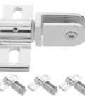 Four Sets Silver Alloy Heavy Duty Shower Door Hinges With Dual Opening For 812mm Frameless Tempered Glass Showers, Cone Pivot Clamp