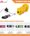 Foot Pedal For Pneumatic Crimping Tools With Protective Shield, Air Powered Foot Switch, 1/4 NPT Quick Response Pedal, Hands Free Control, Compatible With YJQ Series Crimpers, No Electrical Power Needed, yellow plastic foot valve with hose