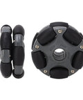 58mm Plastic Omni Wheel For Robot Car - Double Row, 360 Degree Rotating Omni Directional Wheel, side and front view