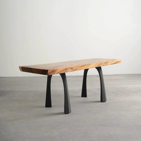 Industrial Metal Bench Legs 16 Inch Height Set Of 2 for mid-century modern table with natural curve lines.