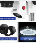 Pro Grade Trinocular Stereo Zoom Microscope With 4K Camera For Electronics Repair And Watchmaking, 7X To 50X Magnification, WF10x Eyepieces, HDMI Ready, High Clarity Imaging For Soldering And Inspection with solder fume extractor, eyepiece cover, LED ring light