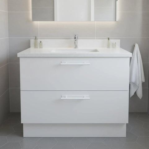 Two Pack Stick On Cabinet Handles Seven Point Eight Inch White No Drill Installation mounted on bathroom vanity drawers