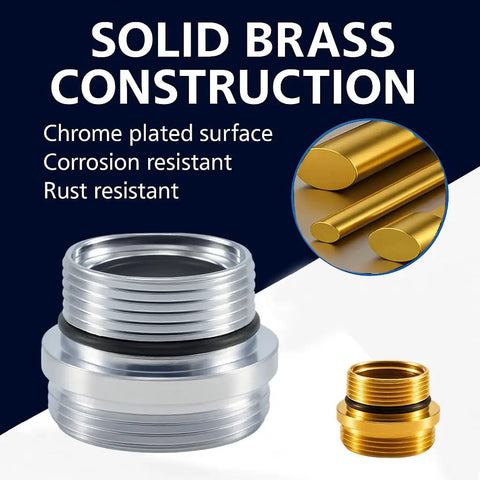 Durable Brass Faucet Aerator Adapter For A Quick M18.5 Male To M22 Kitchen Sink Swap With Scratch Resistant Chrome Finish.