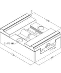 Top Shelf H90 Style Precision CNC Bench Vise With Self Centering Grips and Flexible Four Five Axis Rotation detailed drawing.