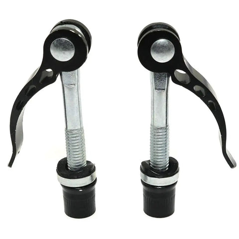 Two Pack M8x65 Black Quick Release Bike Seat Post Clamp For Folding And Mountain Bikes, Easy Height Adjustment, Strong Lock