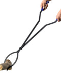 40 Inch Heavy Duty Fire Tongs With Scissor Style Serrated Claws, Long Reach Log Grabber For Fire Pit And Fireplace, Ergonomic Rubber Grip Handle, Indoor Outdoor Use, Safe, No Bending Heavy Logs holding log