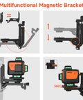 4D Laser Level With Tripod And Dual Batteries 360 Self Leveling Green Beam multifunctional magnetic bracket