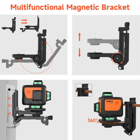 4D Laser Level With Tripod And Dual Batteries 360 Self Leveling Green Beam multifunctional magnetic bracket