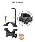 Heavy Duty One Inch Scope Rings With A Low Profile Cut For Picatinny Rails built from solid aluminum, easy installation details shown.