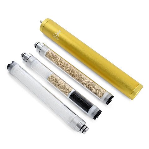 Heavy Duty 4500 Psi PCP Air Compressor Filter with Water and Oil Separator, gold anodized aluminum, and molecular sieve components