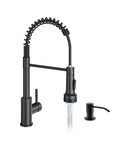 Matte Black LED Kitchen Faucet With Soap Dispenser And Pull Down Sprayer A Game Changer For Modern Sinks With Three Color LED Temperature Indicator Lights Powered By Water Flow No Batteries Needed