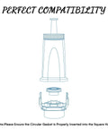 Front blueprint of replacement water filter cartridge with gasket, pack of 4 for Breville espresso machines.