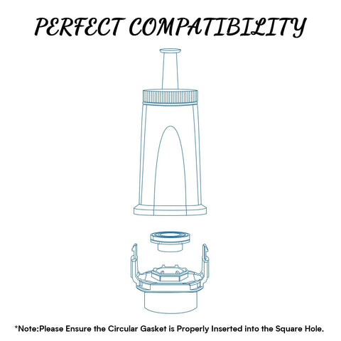 Front blueprint of replacement water filter cartridge with gasket, pack of 4 for Breville espresso machines.