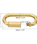 Heavy Hitting 4mm Copper Chain Quick Links showing detailed dimensions and screw locking mechanism, designed for strength.