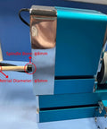 Best 2024 Mini Motorized Lathe Machine 36w for Metal and Woodworking Projects showing spindle bore and metal diameter dimensions.