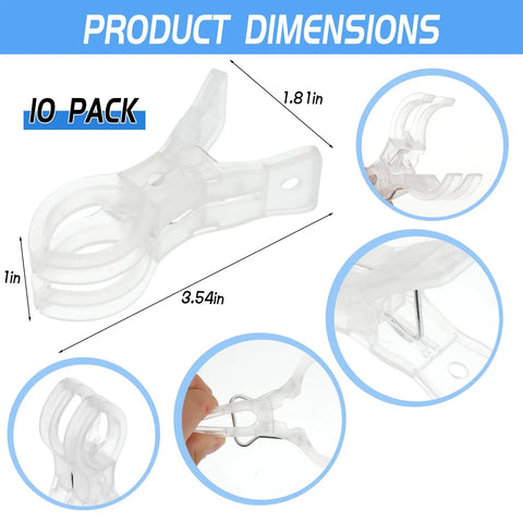 Clear Balloon Arch Clips Pack Of 20 Large Spring Clamps For Balloon Backdrops And Party Decor dimensions and details image.