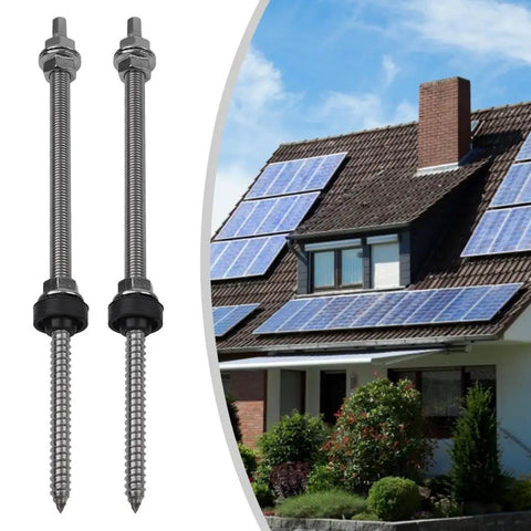 Rugged M10 Hanger Bolt Kit With EPDM Seal Stainless Steel Locking Nuts And Adapter Set For Solar Panel Mounts, 250mm length