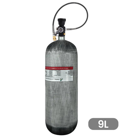 Beefy 4500 Psi 9L Carbon Fiber Scuba Tank With M18x1.5-6H Valve for deep dive high pressure PCP air tank for rugged use.