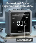 Straight Shooting Digital Angle Finder And Level With A Super Grippy Magnetic Base And Punchy Backlit Display For Woodworking Construction And Quick Home Repair Jobs showing a high precision angle gauge with clear display.