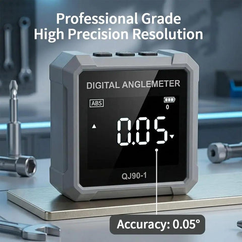 Straight Shooting Digital Angle Finder And Level With A Super Grippy Magnetic Base And Punchy Backlit Display For Woodworking Construction And Quick Home Repair Jobs showing a high precision angle gauge with clear display.