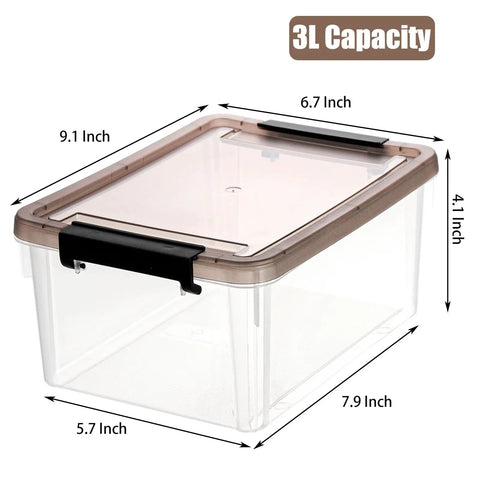 Eight Pack Small Clear Storage Bins With Lids 3.2 Qt Stackable Plastic Storage Containers for Organizing Toys Office Supplies