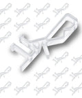 20 Piece Hidden Channel Valance Clips For One Seven Eighth Inch Blinds clear plastic clips arranged on a white background.