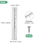 Rock Solid 8 Inch Stainless Steel Piano Hinges 6 Pack Continuous Hinges 1.2 inch width with screws and detailed measurements.