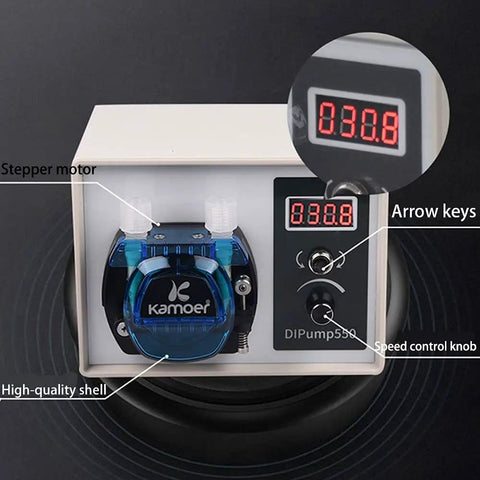 Three Rotor Peristaltic Pump With Stepper Motor, 24V Lab Dosing Pump, digital display and control panel, white casing