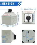 Dimensions of 40 Amp Changeover Switch with Exterior Box, 4 Positions and 3 Poles, Latching Cam Switch, IP65 Rated