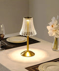 Lit Cordless Table Lamp With USB Rechargeable Battery 12 Inch Brass LED Desk Light With Built In Dimmer on dining table