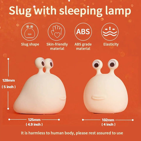 Slug Night Light Squishy Silicone Lamp For Nursery And Bedroom Cute Animal Bedside Glow BPA Free Safe Silicone Soft Warm Light