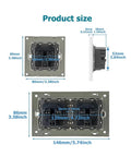 Israel Wall Power Socket With Dual Usb C And Usb A Ports Heavy Duty Flame Retardant PC Panel size diagram showing measurements.