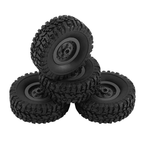 Set of black rugged RC car tires for Oil Tank Trailer Chassis For 1 To 16 RC Cars Fits WPL B24 B16 B36 Kits Military Truck DIY Accessory