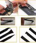 Hands using 11 Piece Screen Repair Tool Set With Heavy Duty Suction Cups, Pry Tools And Tape For Quick Open On IPhone, IPad, MacBook.
